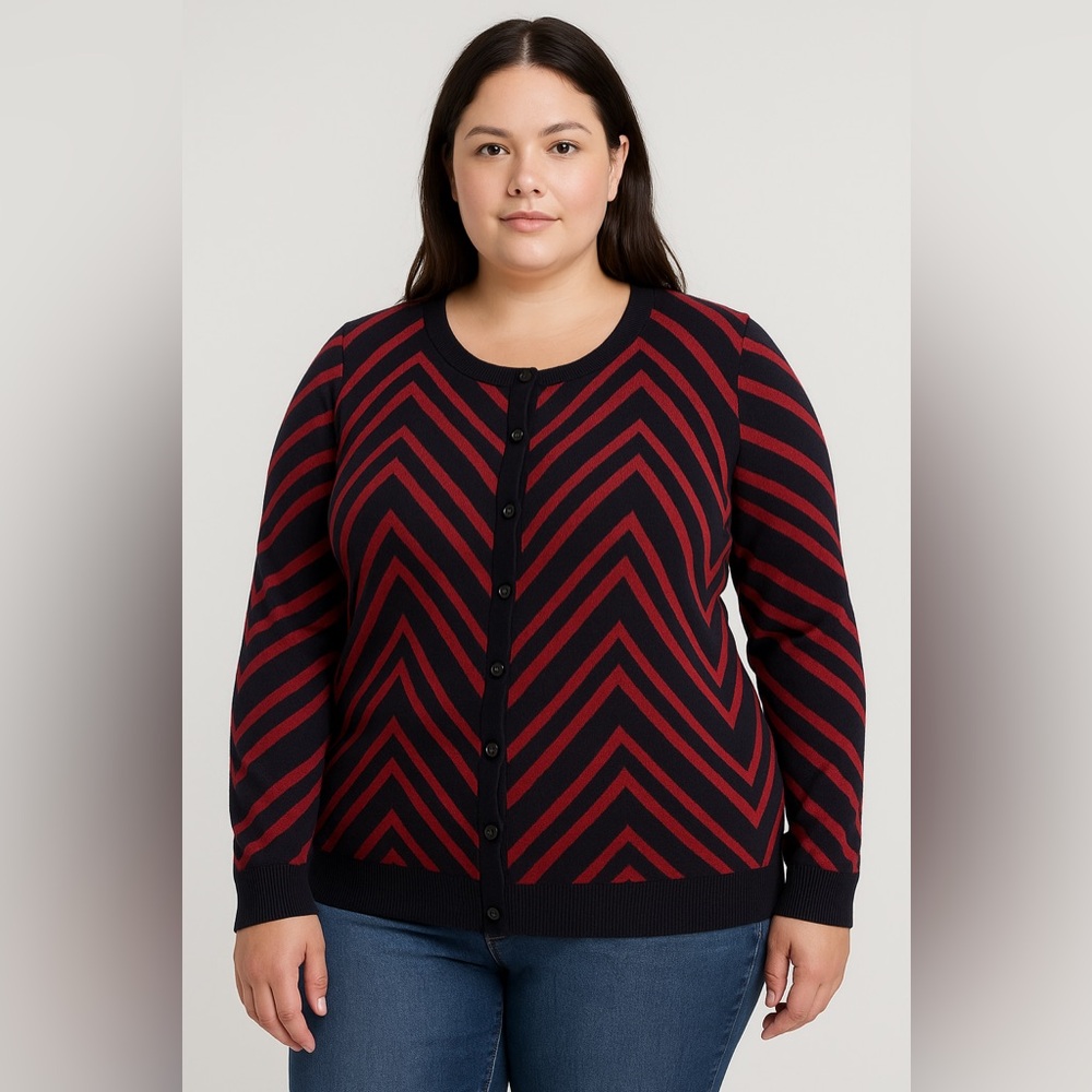Merona Chevron Stripe Button-Up Cardigan | Size XL | 100% Cotton